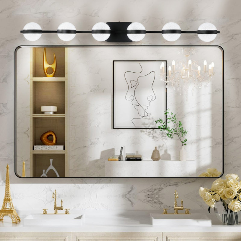 Ivy Bronx Modern Minimalist Bathroom Vanity Light LED 6 Bulb Frosted Glass Shades Wall Mounted Decorative Lighting Fixture Suitable For Bathroom Vanity Mirror Wayfair